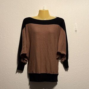 Christine Gerard Dusty Rose and Black Scoop Neck Dolman Sleeve Sweater Size M
